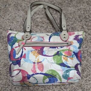 Coach Signature Poppy Exclusive Multicolor Tote Handbag